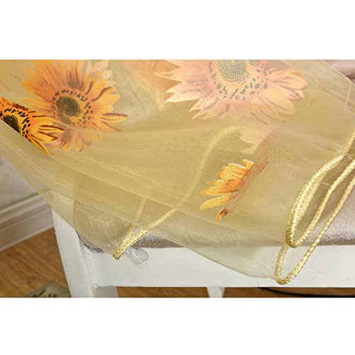 Ufurty 2pcs Sunflower Window Curtain Yellow Floral Voile Sheer Curtains - color: Yellow, size: 39.4"W x 78.7"L (Pack of 2)
