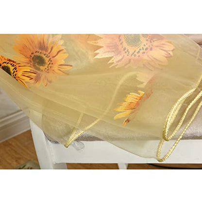 Ufurty 2pcs Sunflower Window Curtain Yellow Floral Voile Sheer Curtains - color: Yellow, size: 39.4"W x 78.7"L (Pack of 2)