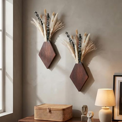 2 Pcs Wooden Wall Planters, Brown, Natural Style - color: Brown, style: Natural Style