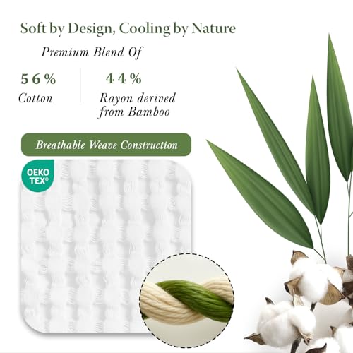 Threadmill King Waffle Bed Blanket, Rayon Derived from Bamboo, White - color: White, size: King (106" x 92")