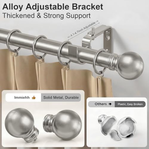 Brushed Nickel Curtain Rods 16-60 Inch Heavy Duty 1 Inch Diameter - color: Nickel, size: 16"-60"|1 Pack