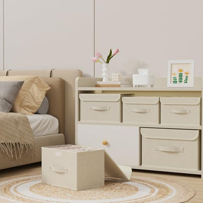 Storage Bins with Handles,Grey and Beige,15x9.8x9.8in,1 Pack - color: Beige/Gray, size: 15x9.8x9.8in(1-pack)
