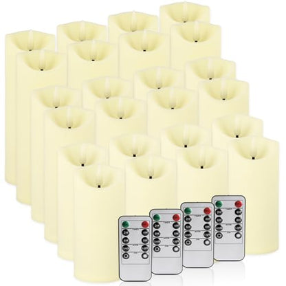 24 Pack Ivory Flameless Candles, with 4 Remote Controls - color: 24Wave Flameless Candle