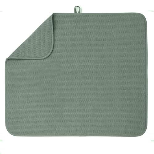 Bellemain Dish Drying Mat, Drying Matt Kitchen Counter, 16"x18"- Green - color: Green, size: 16" x 18"