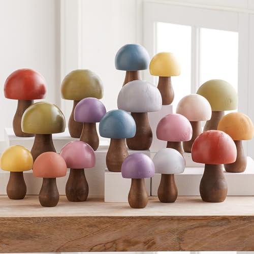 Your Heart's Content Wood Mushrooms, Set of 6 (Metallic Paint 6) - color: Metallic 6