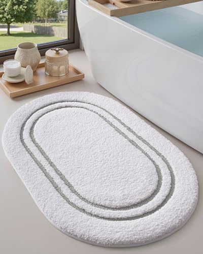 DEXI Oval Bath Mats for Bathroom Non Slip, 30x17 Bath Mat, Light Grey - color: Light Grey, size: 30" X 17" (Oval)