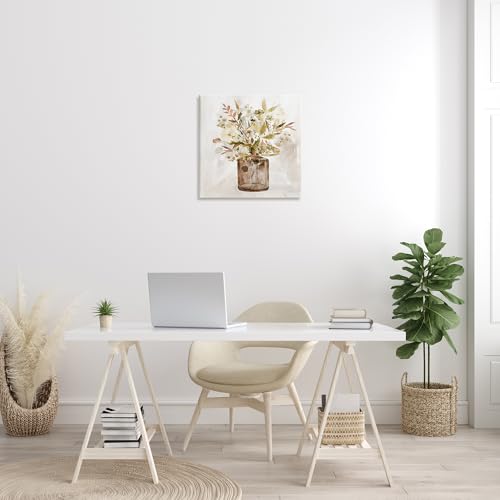 Earthy Fall Botanicals Floral, 24 x 24 Inch Canvas Wall Art - color: Earthy Fall Bouquet Vase, size: 24"L x 24"W