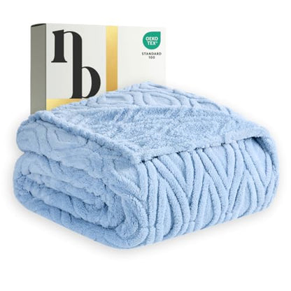 The Seacliff Blanket 50x60 Throw, Tidewater Blue – Lightweight Soft Fleece Throw Blanket for Couch, Breathable All Season, Coastal Wave Texture - color: Tidewater Blue, size: Throw 50x60