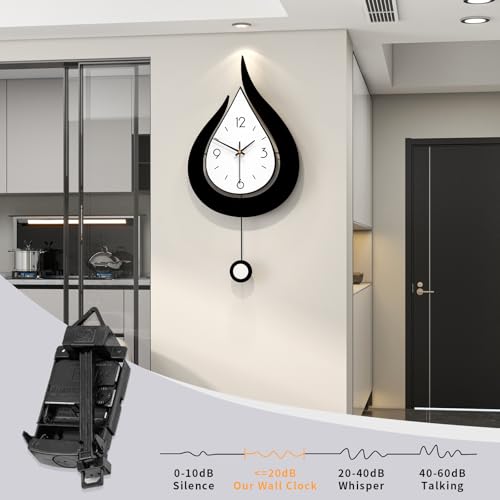 Decorative Modern Silent Pendulum Wall Clock for Living Room Decor - size: 12*24INCH