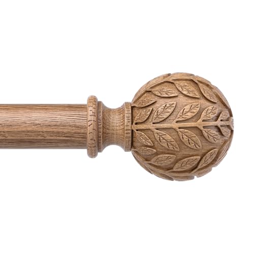 Curtain Rod 36-60 Inch, Boho Wood 1 Inch Curtain Rods for Windows - color: Natural Wood, size: 36''-60'' (1 Pack)