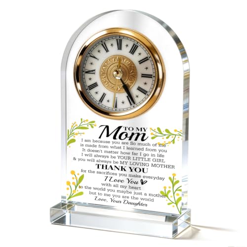 WKYAER Mom Gifts from Daughter Acrylic Desk Clock, Dear Mom Quote Verse, Mother's Day Acrylic Desk Clock Gift, Loving Present from Daughter, Home Office Display, 4.3 x 7.8 in - color: Gift 15
