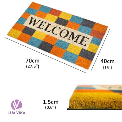 Coir Door Mats Outdoor and Indoor, Modern Welcome, 16 x 27,5 in - color: Modern Welcome