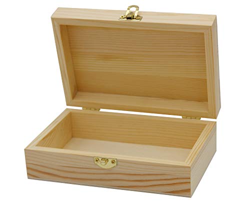 Creative Hobbies Unfinished Wood Craft Box – Light Unfinished Wood with Clasp – Make Your Own Gift, Jewelry, Photo Storage - Decorate with Paint, Ribbon, Decoupage and More – 6" x 4" x 2" (1)