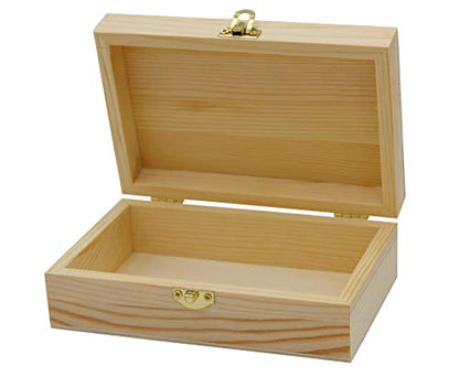 Creative Hobbies Unfinished Wood Craft Box – Light Unfinished Wood with Clasp – Make Your Own Gift, Jewelry, Photo Storage - Decorate with Paint, Ribbon, Decoupage and More – 6" x 4" x 2" (1)