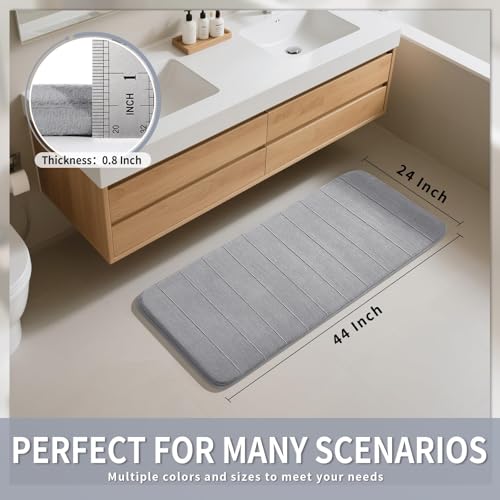 Yimobra 44"x24" Long Bath Mat, Super Soft Memory Foam Bathroom Rug - color: Grey, size: 44" X 24"