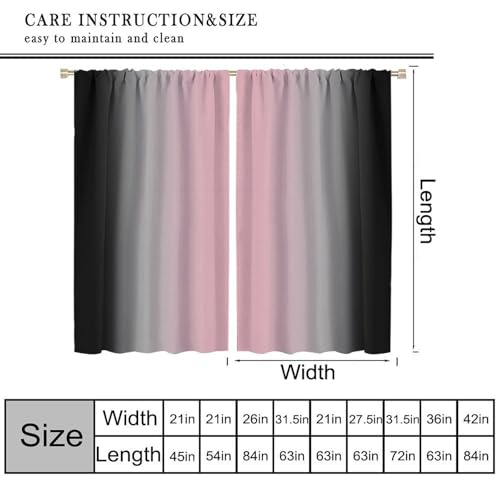 Pink Ombre Black Curtains,Abstract Art Painting Gradient Style Window Treatments for for Kids Decor Kitchen Bedroom Living Room 2 Panel Sets,42x45 Inch Decor - color: Geometric-17, size: 21"W x 44.5"L (Pack of 2)