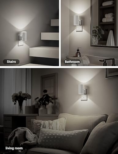 JandCase Night Lights Plug into Wall, Dimmable Night Light, Dusk to Dawn - color: White