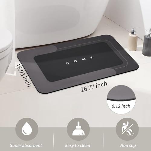 Housego Absorbent Bath Mat, Quick Dry Bath Rug, 16.93x26.77 Inch, Black - color: Black, size: 1'5" x 2'3" (Rectangular)