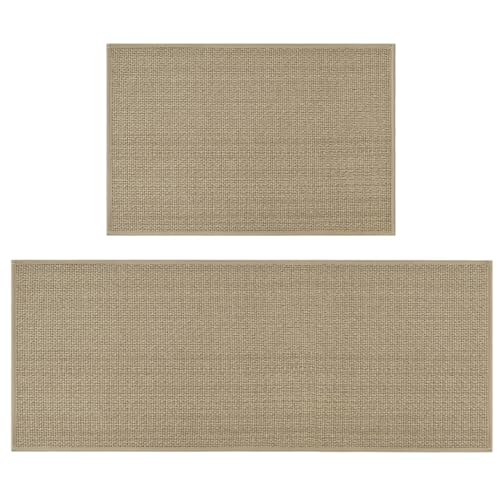 Artoid Mode Non-Slip Kitchen Rugs and Mats Set of 2-24x35 + 24x60 - color: Linen, size: 24" x 35" /24" x 60"