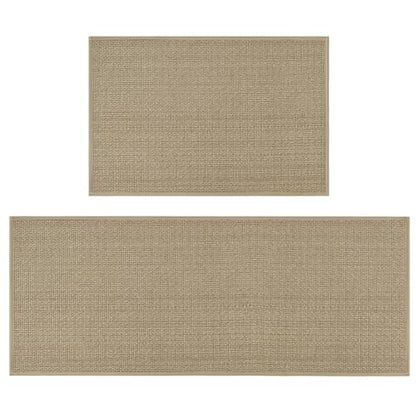 Artoid Mode Non-Slip Kitchen Rugs and Mats Set of 2-24x35 + 24x60 - color: Linen, size: 24" x 35" /24" x 60"