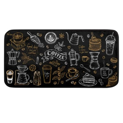 Black Coffee Kitchen Rug Non-Slip Indoor Carpet Absorbent Welcome Mat - color: A:a-5