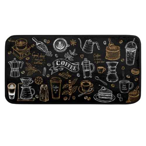 Black Coffee Kitchen Rug Non-Slip Indoor Carpet Absorbent Welcome Mat - color: A:a-5