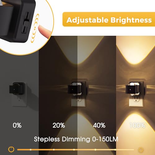 L LOHAS LED Night Light Projector, Night Lights Plug into Wall Light Sensor - color: Black