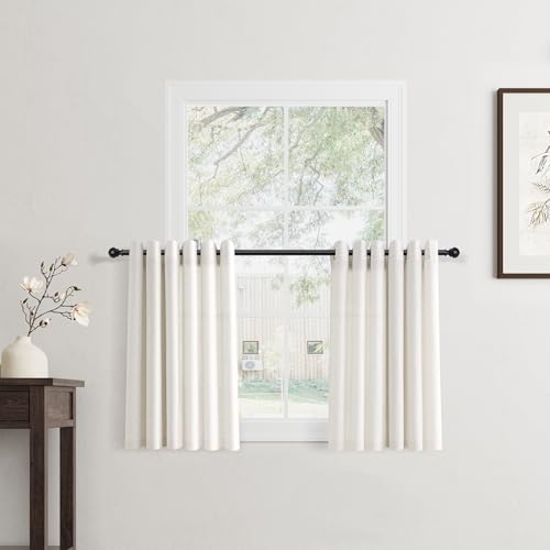 Jowels Natural Linen Grommet Curtains 24 Inch Long 2 Panels for Kitchen - color: Natural, size: 30"W x 24"L (Pack of 2)