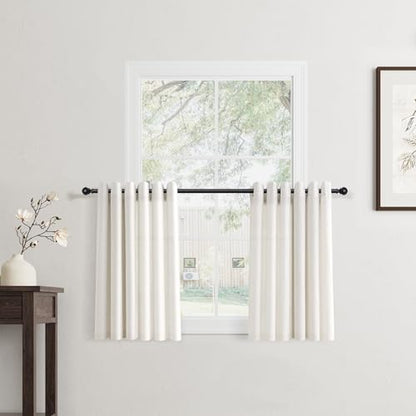 Jowels Natural Linen Grommet Curtains 24 Inch Long 2 Panels for Kitchen - color: Natural, size: 30"W x 24"L (Pack of 2)