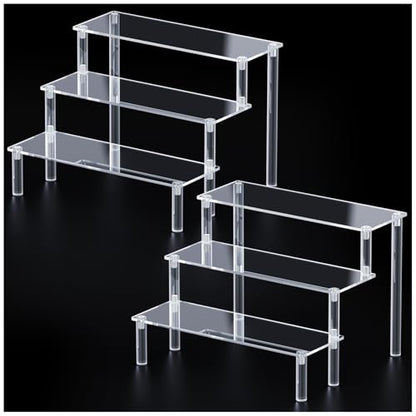 2 Packs Acrylic Display Stand Riser,3 Tier Perfume Organizer Cupcake Stand - color: Clear, size: 7.9x2.8 inch