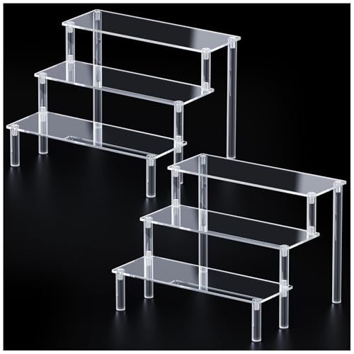 2 Packs Acrylic Display Stand Riser,3 Tier Perfume Organizer Cupcake Stand - color: Clear, size: 7.9x2.8 inch