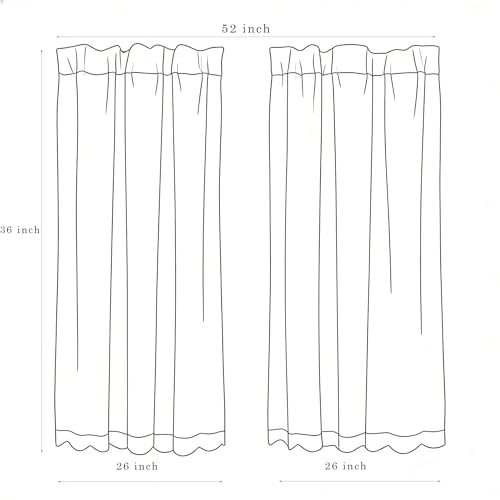 ALIGOGO Lace Kitchen Curtains 36 inches Length 2 Panels - Retro White Kitchen Window Curtains Over Sink Lace Curtain Short for Small Window Bathroom Window Cabinet Laundry Room Decor 26W x 36L - color: White 1, size: 26"W x 36"L (Pack of 2)