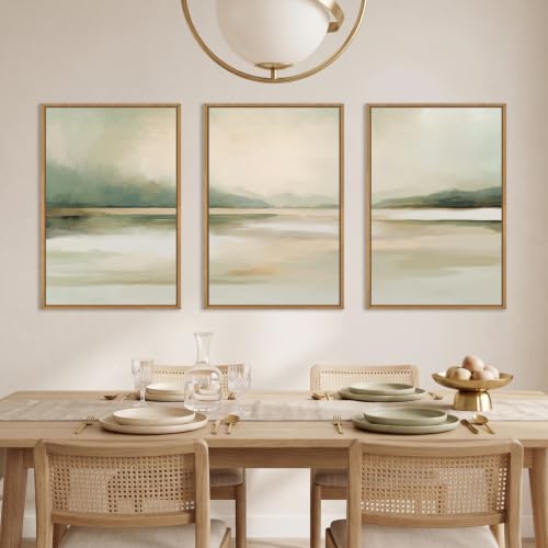 DRACIT Abstract Sage Green Pastel Framed Canvas Wall Art Set-16"x24"x3 - color: Abstract Sage Green Pastel Wall Art, size: 16"L x 24"W