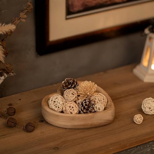 Hanobe 10" Heart Shaped Wood Decorative Bowl for Coffee Table Decor - size: 7.87 inches