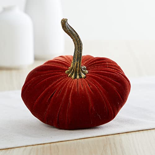 Small Velvet Pumpkins Set of 4 (Sm Rust Harvest Bronze Tangerine) - color: Sm Rust Harvest Bronze Tangerine