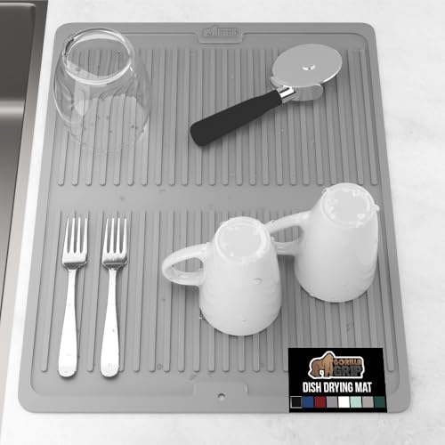 GORILLA GRIP Patented BPA-Free Silicone Dish Drying Mat, 18x16, Gray - color: Gray, size: 18" x 16", style: Silicone