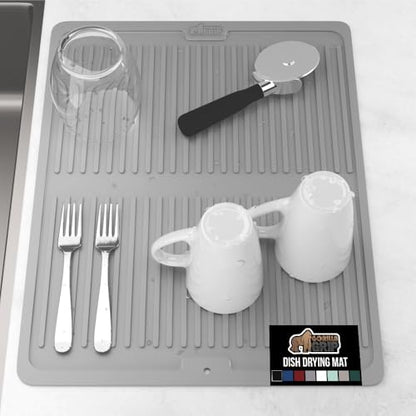 GORILLA GRIP Patented BPA-Free Silicone Dish Drying Mat, 18x16, Gray - color: Gray, size: 18" x 16", style: Silicone