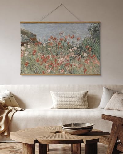 ARPEOTCY Extra Large Framed Wall Art, Seaside Wildflower Prints, 36x54In - color: Beachside Poppies