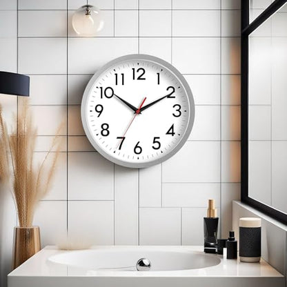 DAXSMY 8 Inch Wall Clock, Battery Operated Silent Non Ticking - color: B-silver, size: 8"