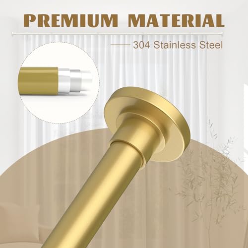 GXOACKJ Gold Shower Curtain Rods - 31-80 Inch Spring Tension Shower Rods for Bathroom, Adjustable, No Drilling, No Rust, Stainless Steel - color: Gold, size: 31-80 inches