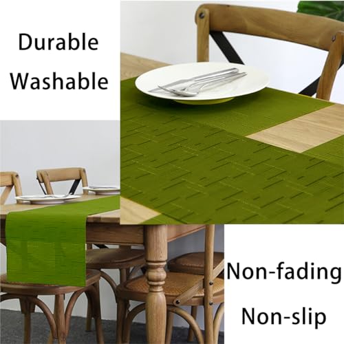 PIGCHCY Plastic Placemats,Durable Heat Resistant Placemats for Dining Table,Washable Woven Vinyl Kitchen Placemats Set of 4 (18 x 12 inches,Sage Green) - color: C: Green Sage, size: 4 Placemats