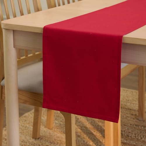 Encasa XO Table Runner, Cotton Canvas Dining Runner 13"x72" - color: Deep Red, size: 13x72 in