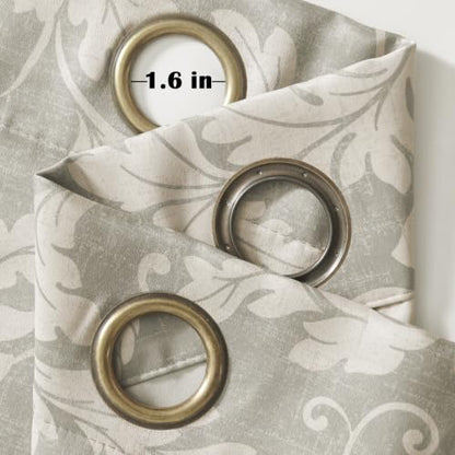 jinchan Grey Floral Curtains 84 Inch Room Darkening Grommet 2 Panels - color: Grey, size: 50"W x 84"L (Pack of 2)