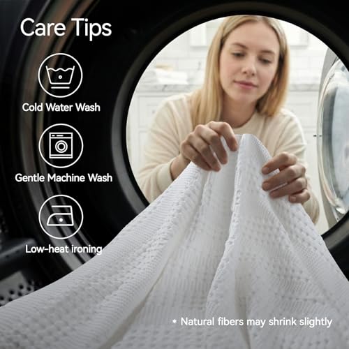 a moment 2 Pack Bamboo Fiber Pillow Covers - Waffle Weave, Ultra Soft & Breathable, Skin-Friendly Cotton Throw Pillow for Couch, Sofa, Bedroom Living Room 12x20 Inch White - color: White, size: 20" x 12" (Pack of 2)