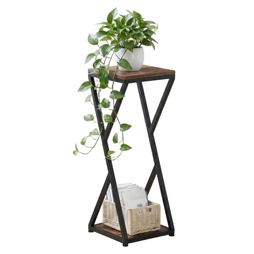 2-Tier Tall Plant Stand Indoor, Small Square Side Table for Home