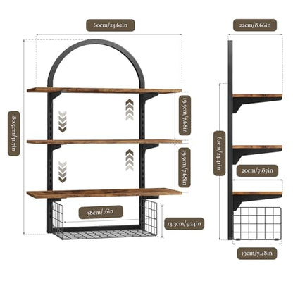 Floating Shelves Bathroom with Storage Basket,Decorative Wall Shelf - size: Arched