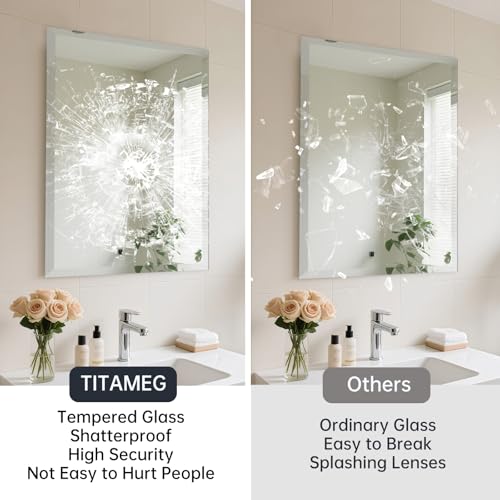 22x30 Inch Frameless Wall Mirror with 1" Beveled Edge, Frameless Rectangle Mirror for Bathroom, Vanity, Living Room - size: 22"L x 30"W
