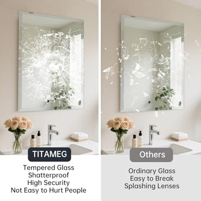 22x30 Inch Frameless Wall Mirror with 1" Beveled Edge, Frameless Rectangle Mirror for Bathroom, Vanity, Living Room - size: 22"L x 30"W