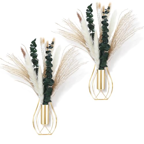 Otoolling Boho Wall Decor Set of 2, Gold, Pampas,Eucalyptus - color: Gold, style: Pampas,Eucalyptus