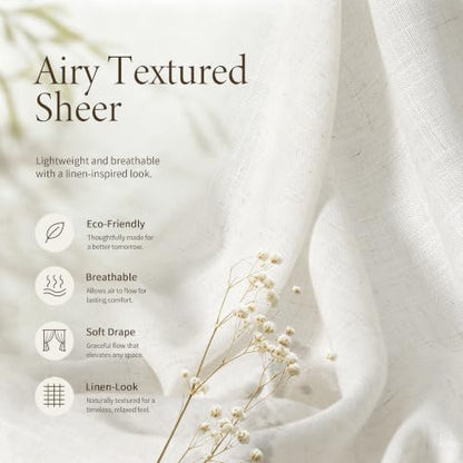 Jowels 천연 리넨 카페 커튼 길이 114.4cm(45인치) 주방 RV용 패널 2개 - color: 천연, size: 50"W x 45"L (Pack of 2)